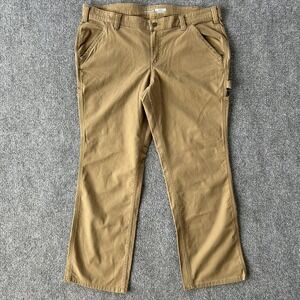 Carhartt Pants Womens 16 Short Brown Rugged Flex Loose Fit Canvas Workwear